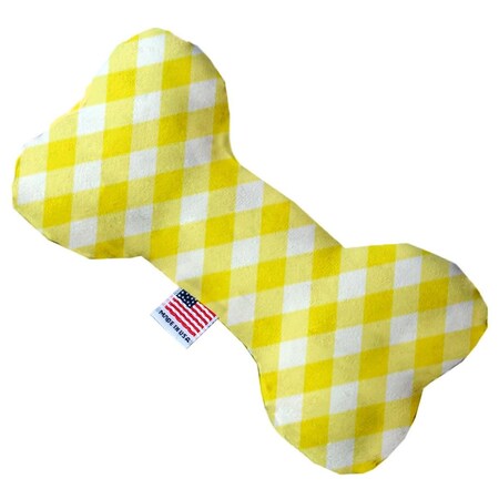 Mirage Pet Products Yellow Plaid 6 in. Stuffing Free Bone Dog Toy 1152-SFTYBN6